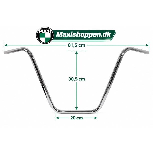 H�jt Styr, "Ape Hanger" Krom - 30,5 cm - Puch Maxi 