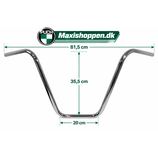 H�jt Styr, "Ape Hanger" Krom - 35,5 cm - Puch Maxi 