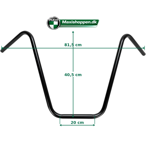H�jt Styr, "Ape Hanger" Sort - 40,5 cm - Puch Maxi 