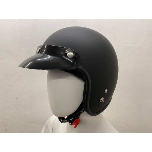 Retro Jet Hjelm Mat Sort Str. Medium