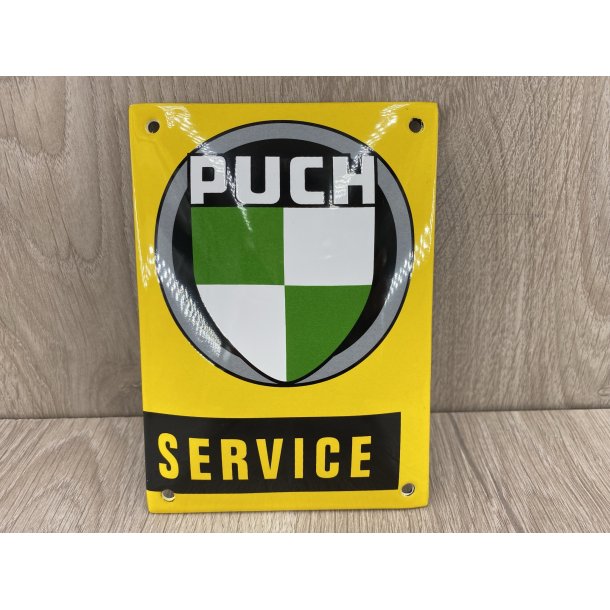 Puch Service Emalje Skilt Gult