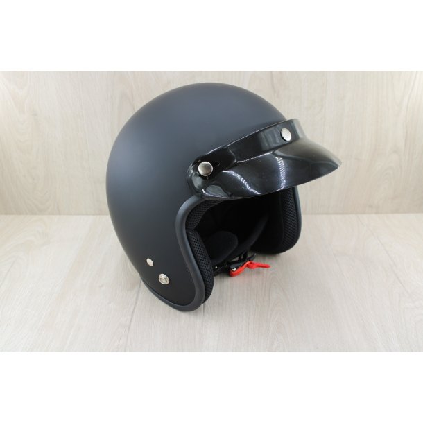 Retro Jet Hjelm Mat Sort Str. Extra Large