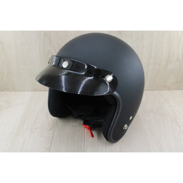 Retro Jet Hjelm Mat Sort Str. Extra Large